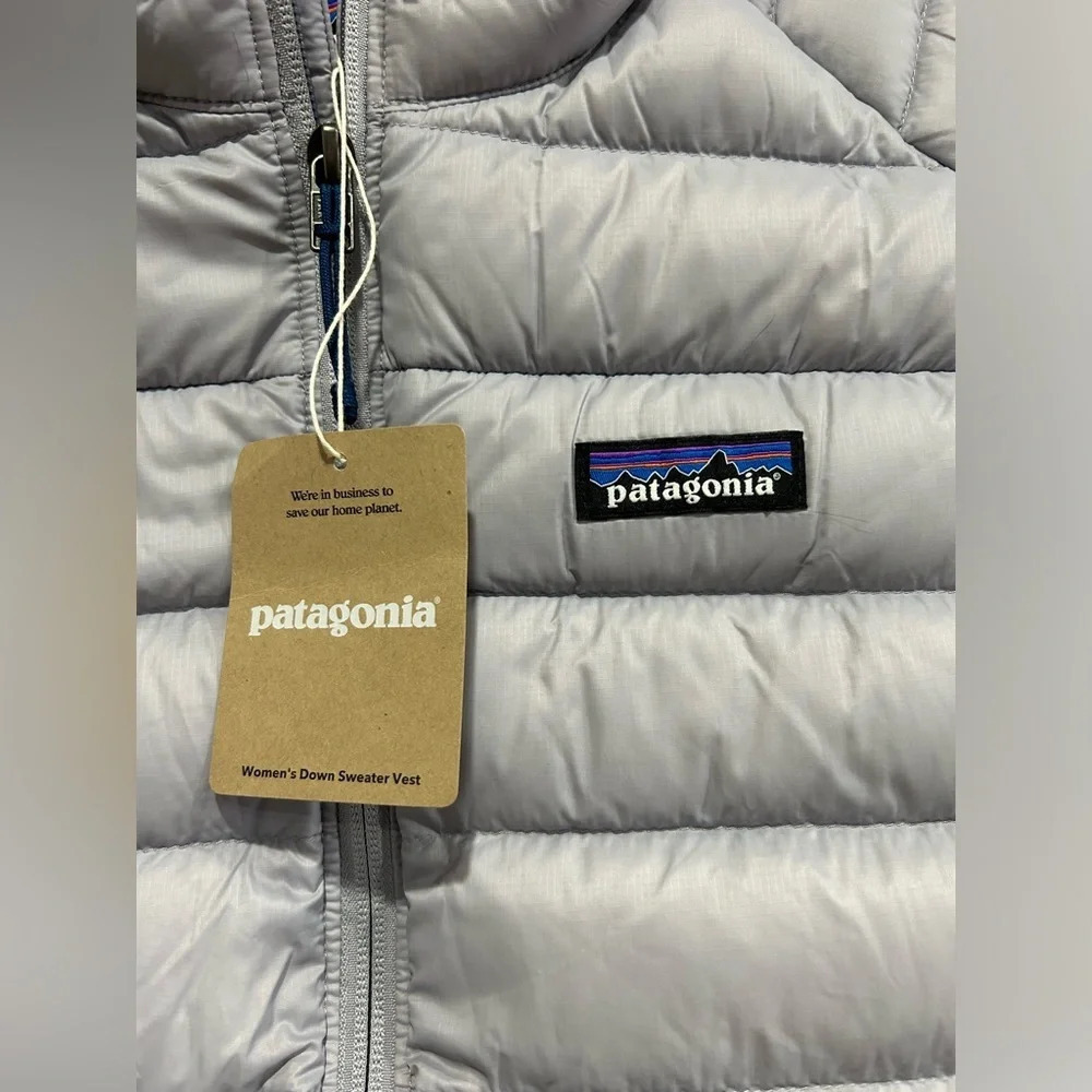 Patagonia Women's XXL Down Sweater Vest Puffer Puff Herring Grey Purple NWT - Picture 4 of 6